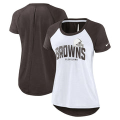 Cleveland Browns Women's Back Slit Lightweight Fashion T-Shirt White/Heather Scarlet | Nike for Sale
