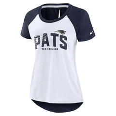 New England Patriots Women's Back Slit Lightweight Fashion T-Shirt White/Heather Scarlet | Nike for Sale