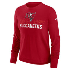 Tampa Bay Buccaneers Women's Modest Crop Performance Long Sleeve T-Shirt Red | Nike for Sale