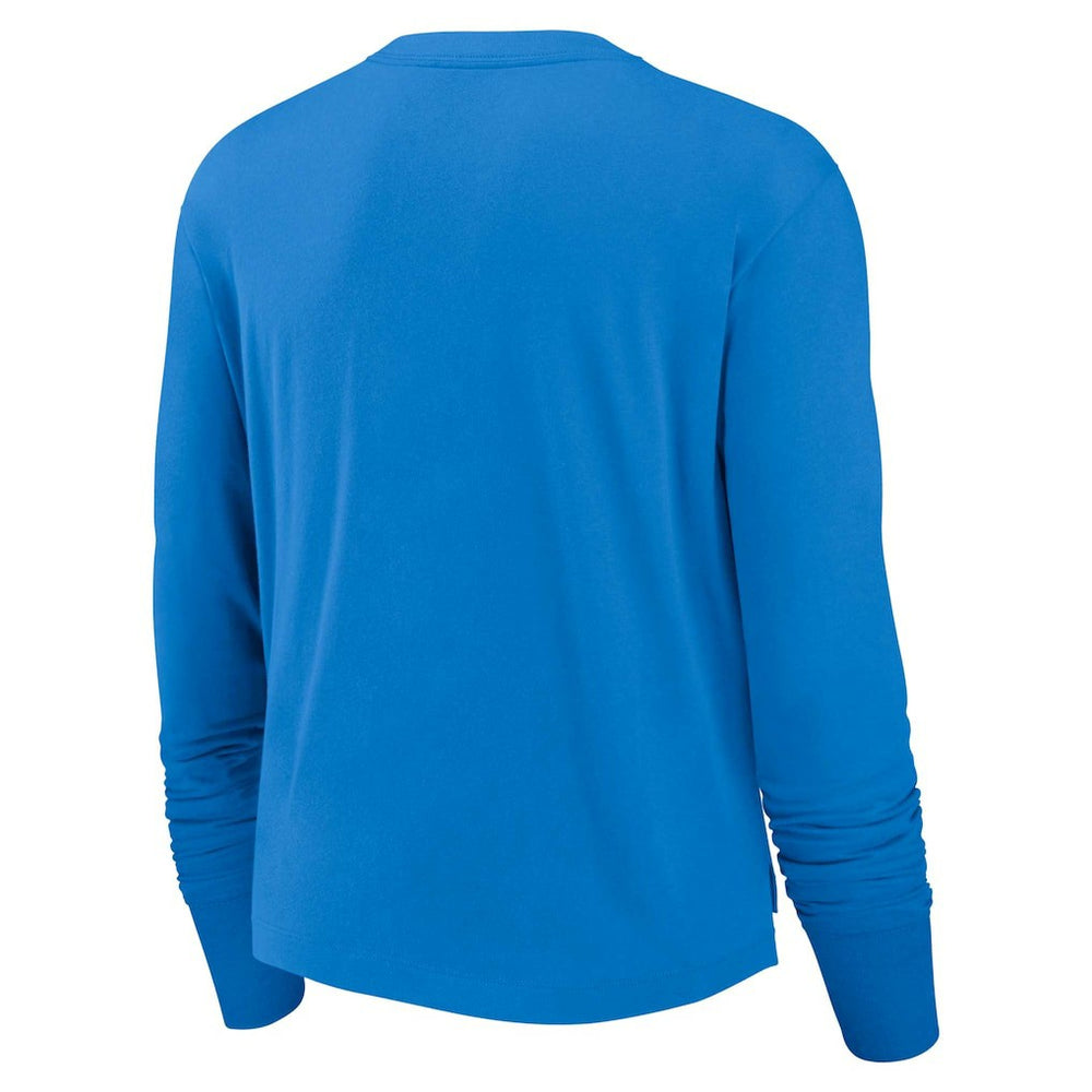Los Angeles Chargers Women's Modest Crop Performance Long Sleeve T-Shirt Powder Blue | Nike for Sale