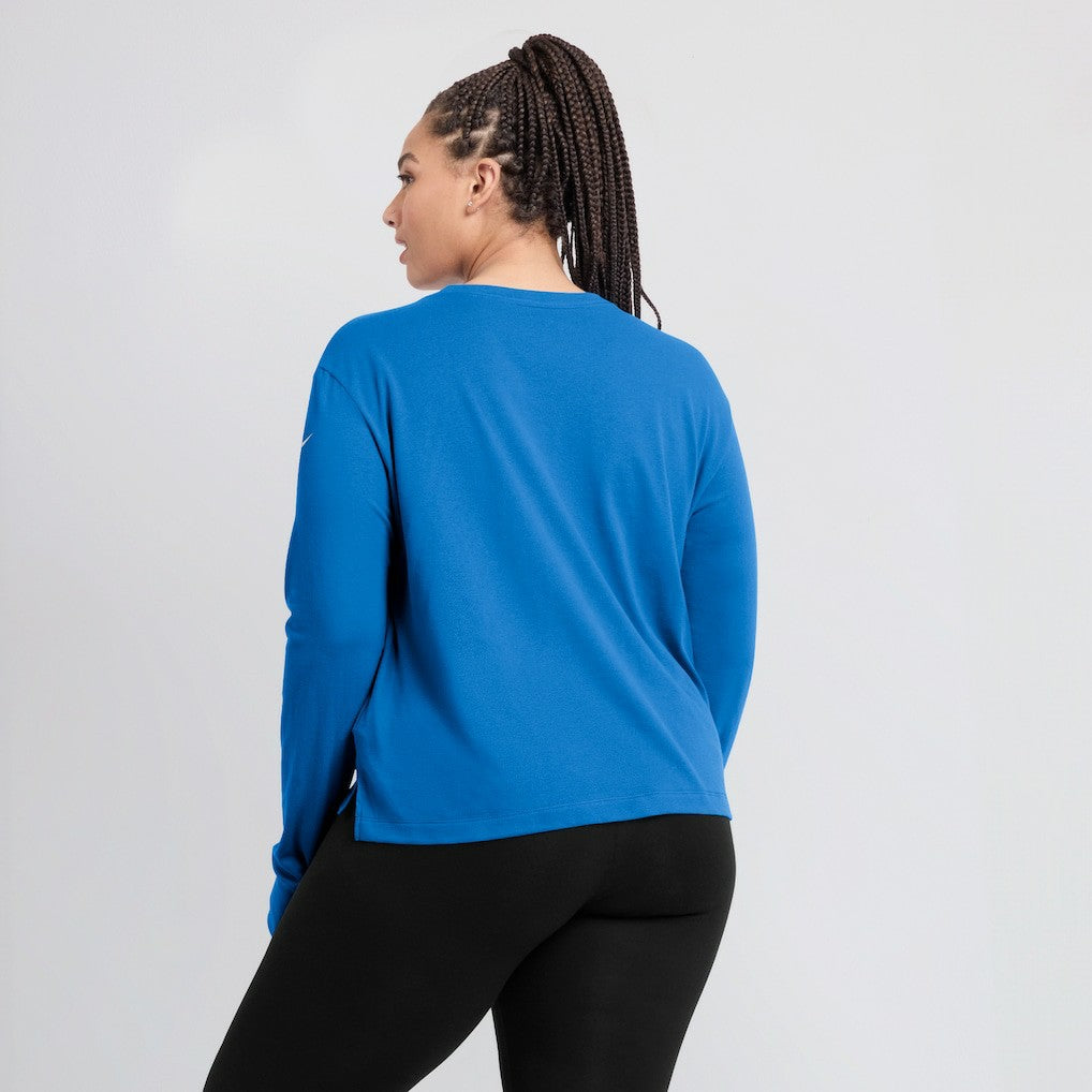 Los Angeles Chargers Women's Modest Crop Performance Long Sleeve T-Shirt Powder Blue | Nike for Sale