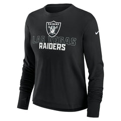 Las Vegas Raiders Women's Modest Crop Performance Long Sleeve T-Shirt Black | Nike for Sale
