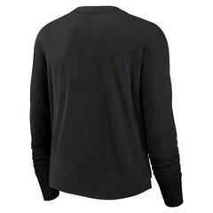 Las Vegas Raiders Women's Modest Crop Performance Long Sleeve T-Shirt Black | Nike for Sale