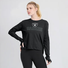 Las Vegas Raiders Women's Modest Crop Performance Long Sleeve T-Shirt Black | Nike for Sale