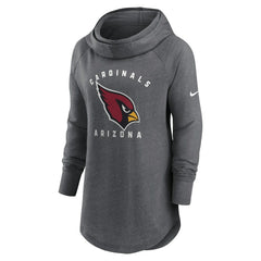 Arizona Cardinals Women's Raglan Funnel Neck Pullover Hoodie Heather Charcoal | Nike for Sale