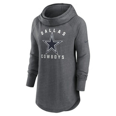 Dallas Cowboys Women's Raglan Funnel Neck Pullover Hoodie Heather Charcoal | Nike for Sale