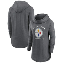 Pittsburgh Steelers Women's Raglan Funnel Neck Pullover Hoodie Heather Charcoal | Nike for Sale