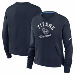 Tennessee Titans Women's High Hip Fleece Pullover Sweatshirt Navy | Nike for Sale