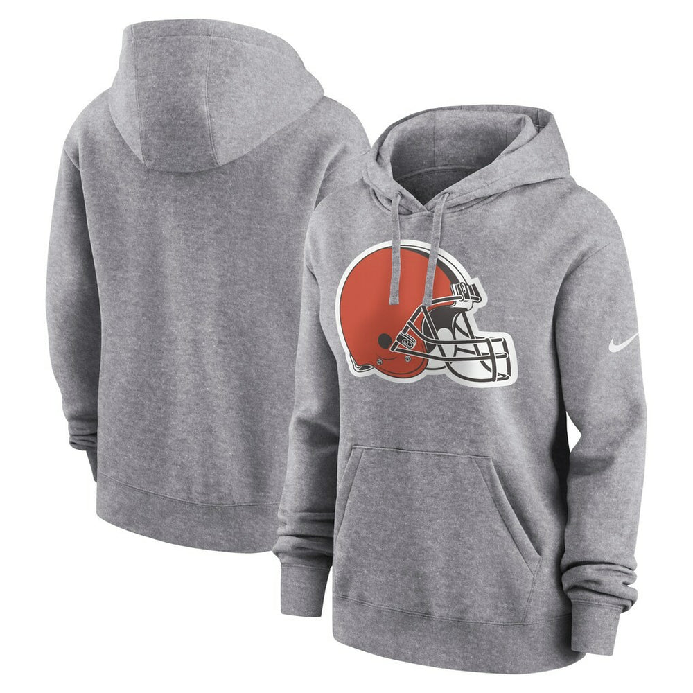 Cleveland Browns Women's Team Logo Club Fleece Pullover Hoodie Heather Gray | Nike for Sale