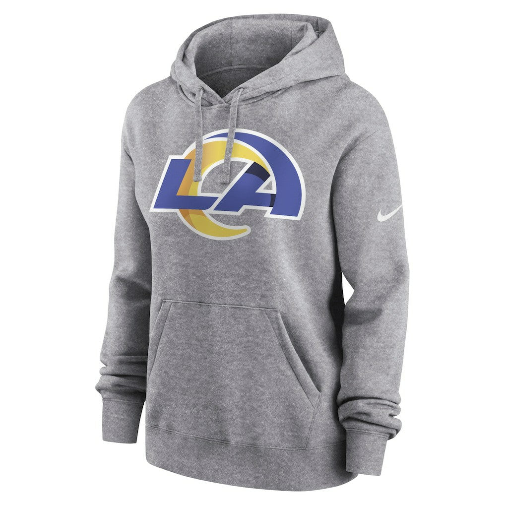 Los Angeles Rams Women's Team Logo Club Fleece Pullover Hoodie Heather Gray | Nike for Sale