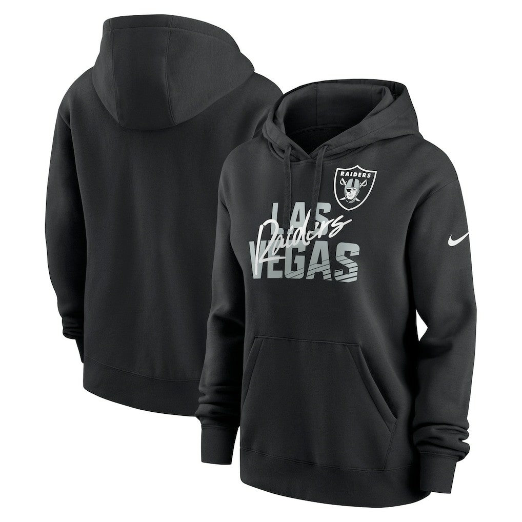 Las Vegas Raiders Women's Wordmark Club Fleece Pullover Hoodie Black | Nike for Sale