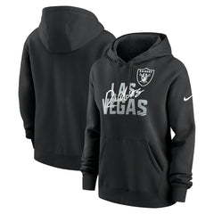 Las Vegas Raiders Women's Wordmark Club Fleece Pullover Hoodie Black | Nike for Sale