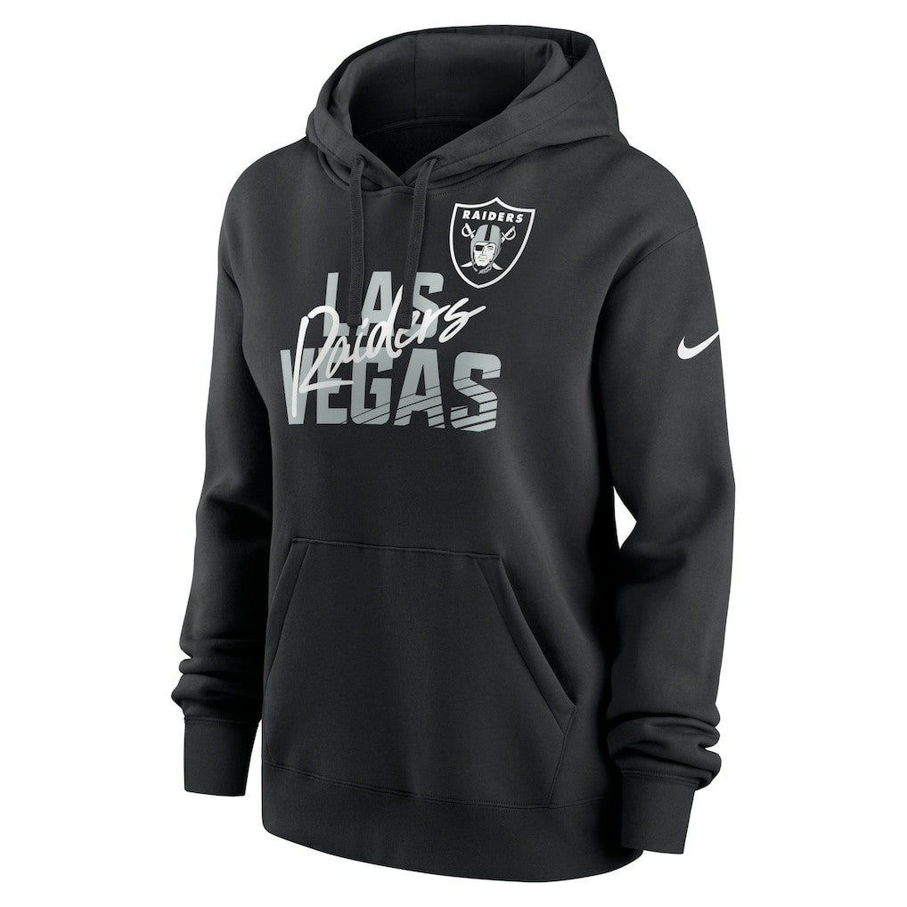 Las Vegas Raiders Women's Wordmark Club Fleece Pullover Hoodie Black | Nike for Sale