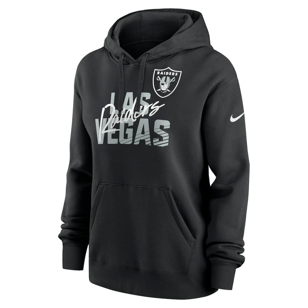 Las Vegas Raiders Women's Wordmark Club Fleece Pullover Hoodie Black | Nike for Sale