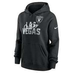 Las Vegas Raiders Women's Wordmark Club Fleece Pullover Hoodie Black | Nike for Sale