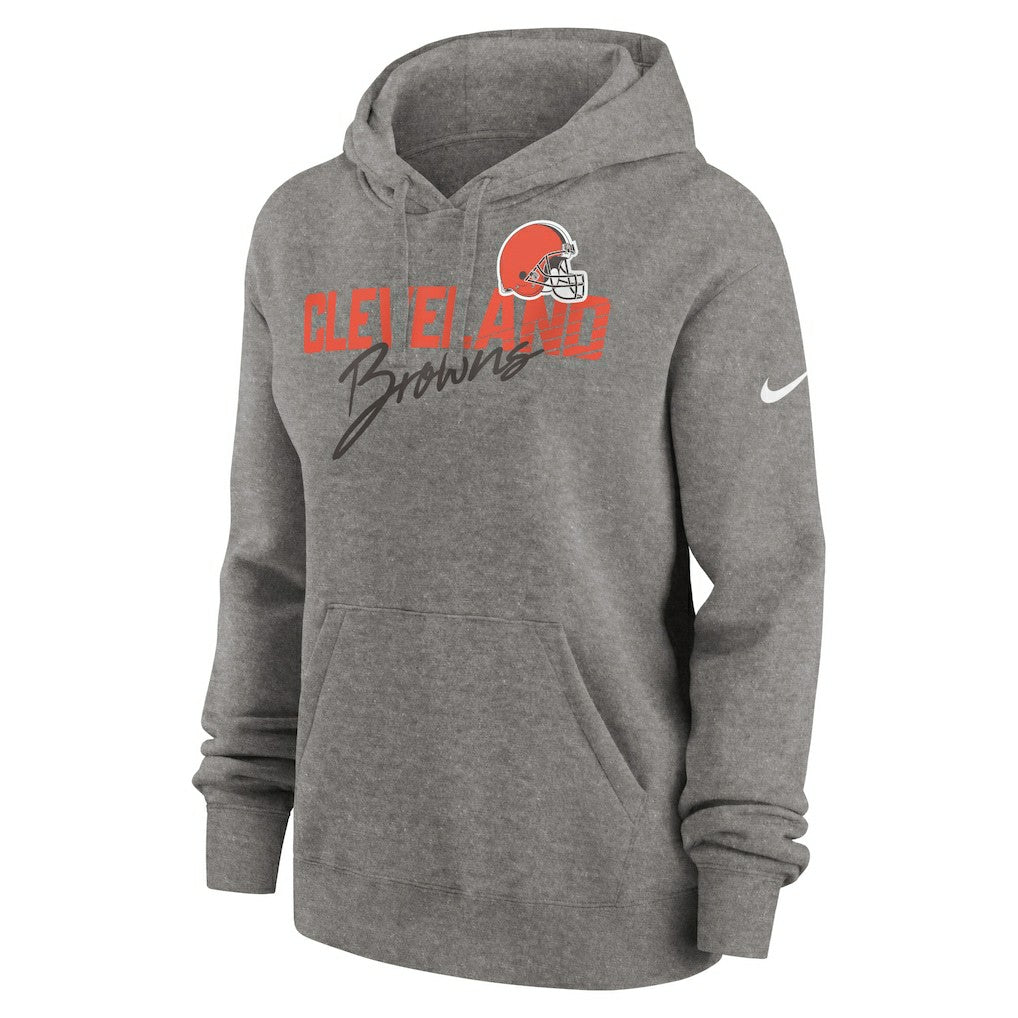 Cleveland Browns Women's Wordmark Club Fleece Pullover Hoodie Heather Gray | Nike for Sale