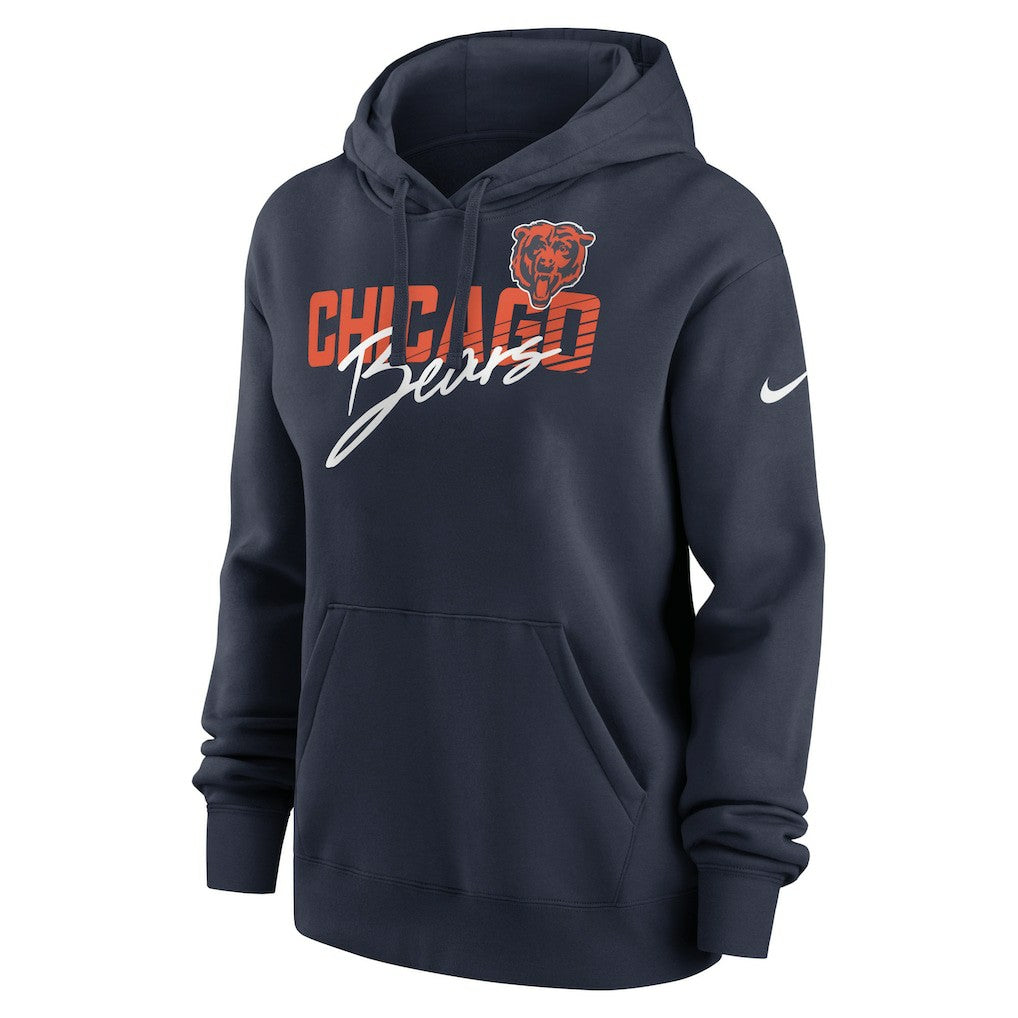 Chicago Bears Women's Wordmark Club Fleece Pullover Hoodie Navy | Nike for Sale