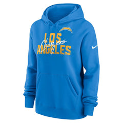 Los Angeles Chargers Women's Wordmark Club Fleece Pullover Hoodie Powder Blue | Nike for Sale