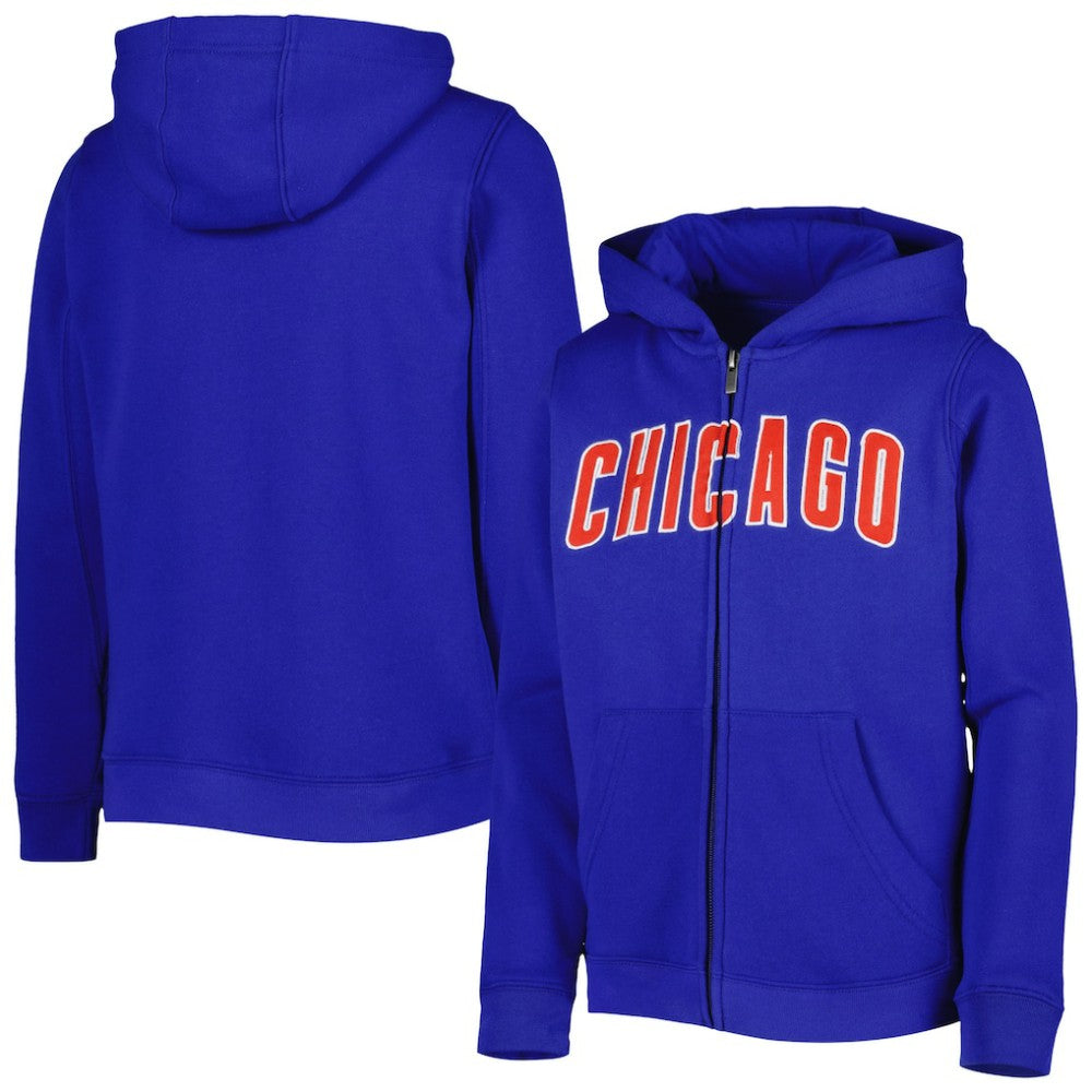 Chicago Cubs Youth Wordmark Full-Zip Fleece Hoodie - MLB