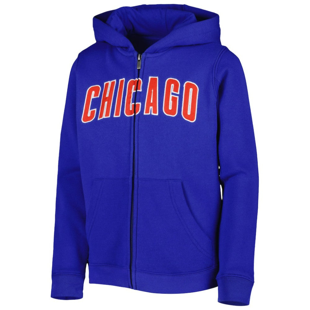 Chicago Cubs Youth Wordmark Full-Zip Fleece Hoodie - MLB