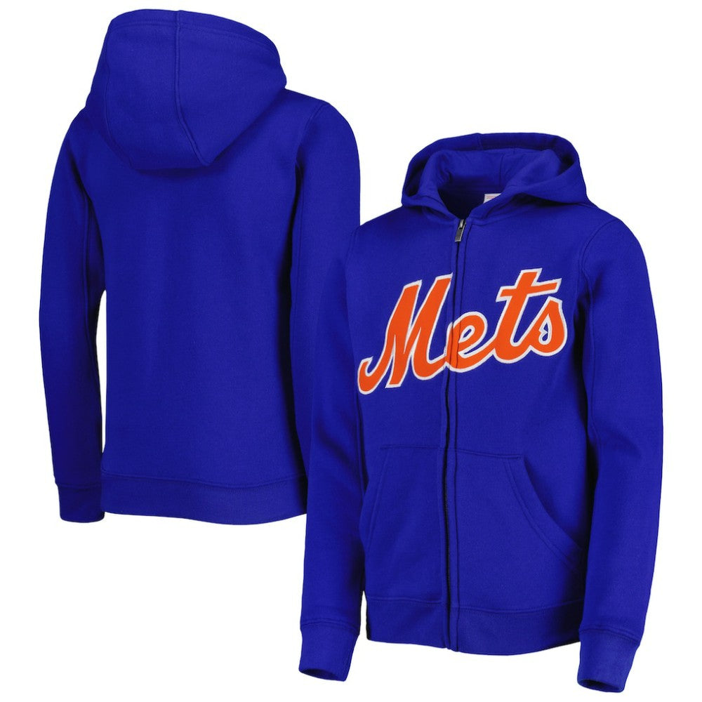 New York Mets Youth Wordmark Full-Zip Fleece Hoodie - MLB