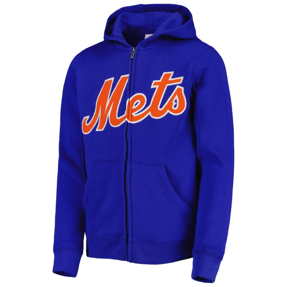 New York Mets Youth Wordmark Full-Zip Fleece Hoodie - MLB