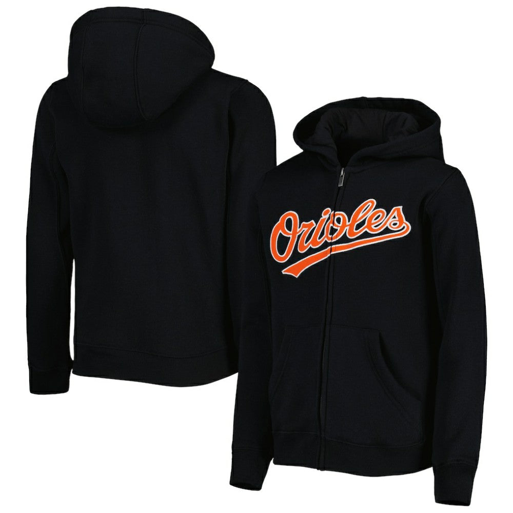Baltimore Orioles Youth Wordmark Full-Zip Fleece Hoodie - MLB