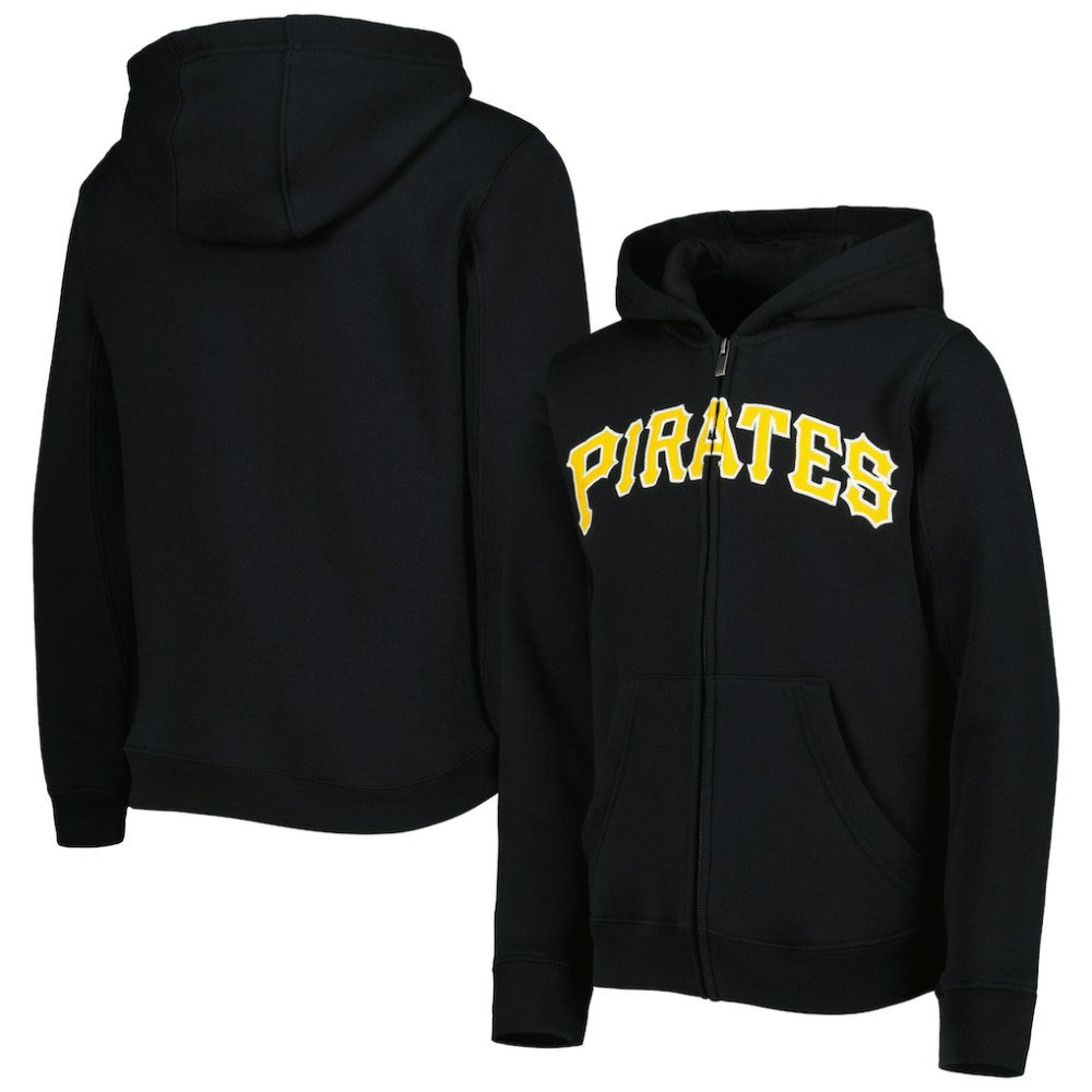 Pittsburgh Pirates Youth Wordmark Full-Zip Fleece Hoodie - MLB
