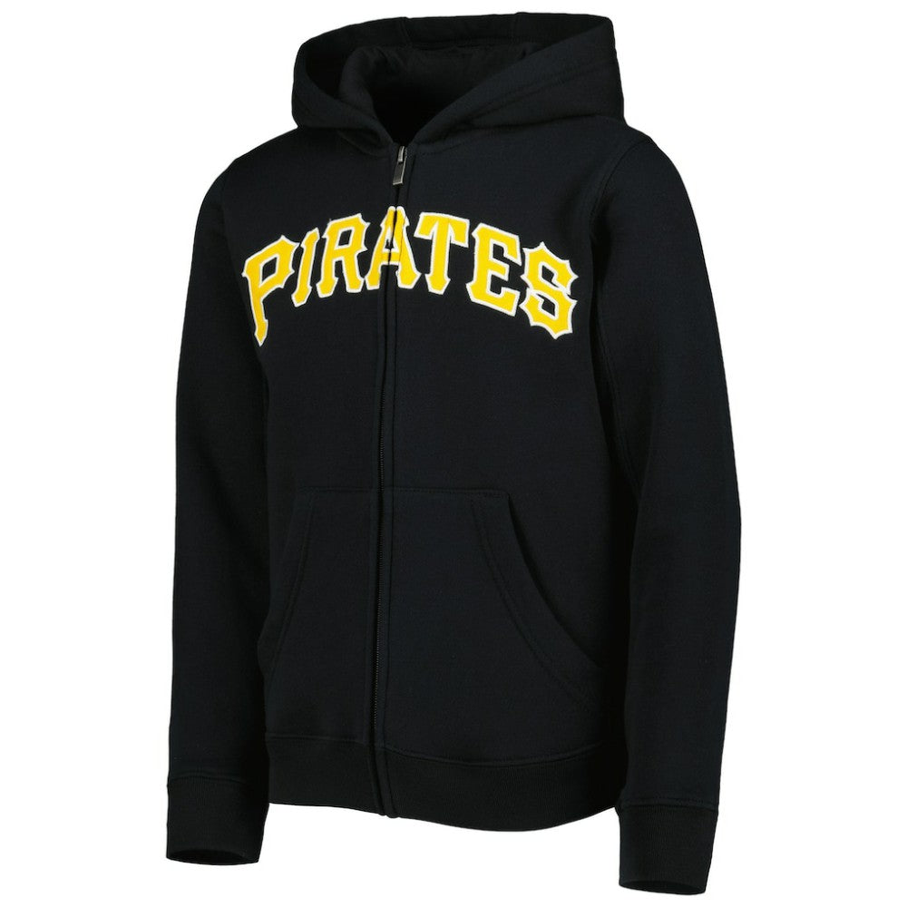 Pittsburgh Pirates Youth Wordmark Full-Zip Fleece Hoodie - MLB