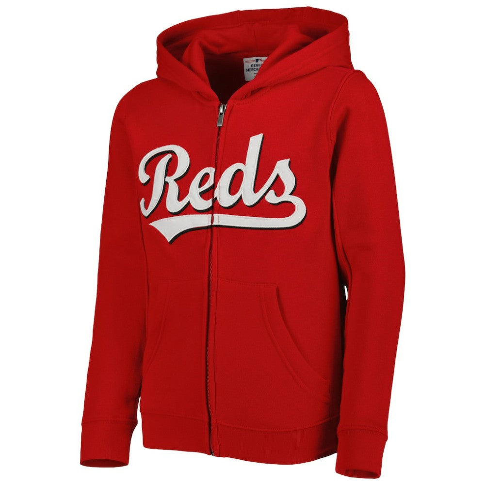 Cincinnati Reds Youth Wordmark Full-Zip Fleece Hoodie - MLB