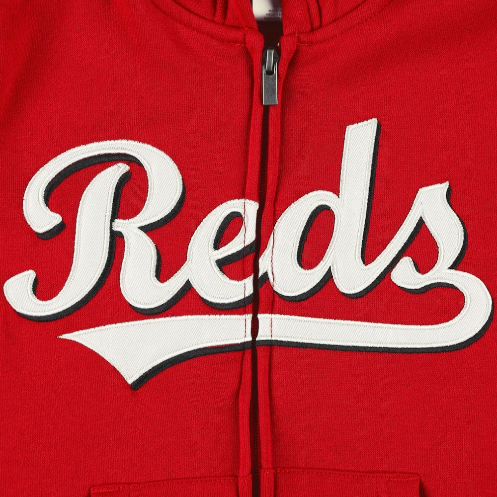 Cincinnati Reds Youth Wordmark Full-Zip Fleece Hoodie - MLB