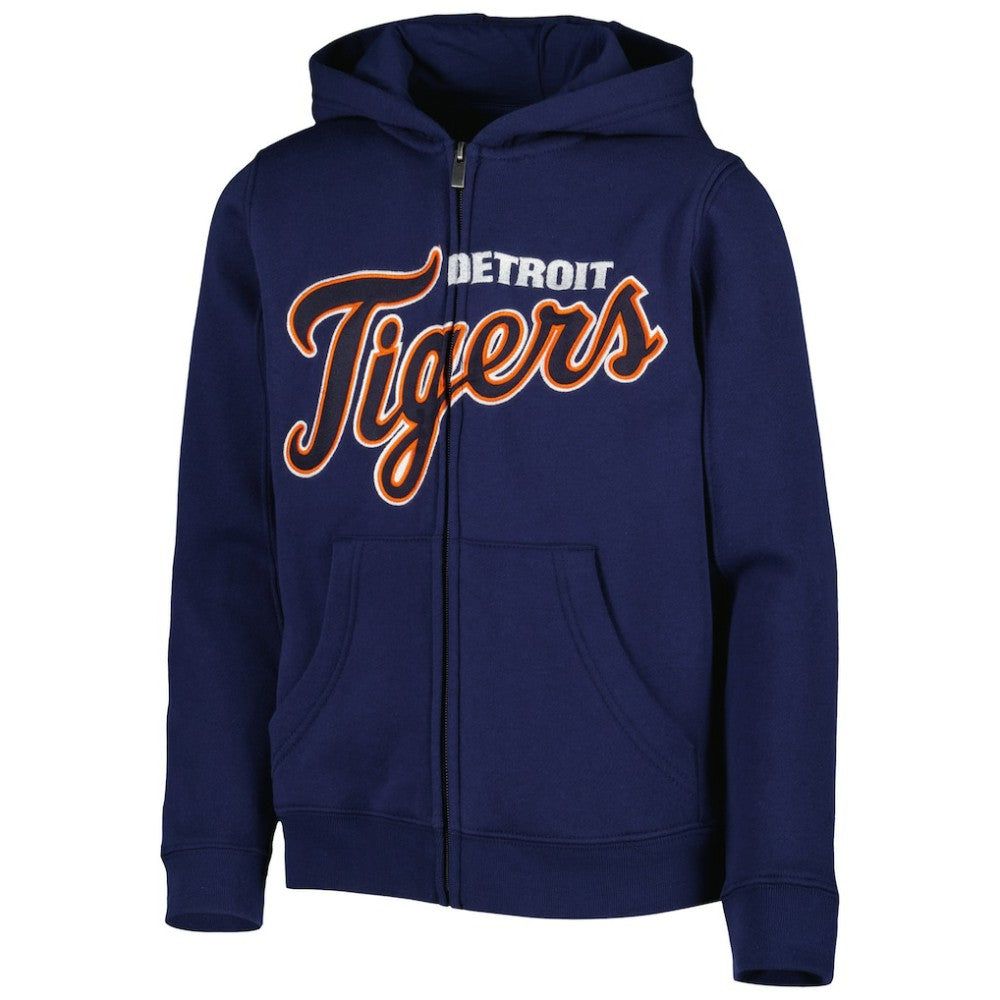 Detroit Tigers Youth Wordmark Full-Zip Fleece Hoodie - MLB