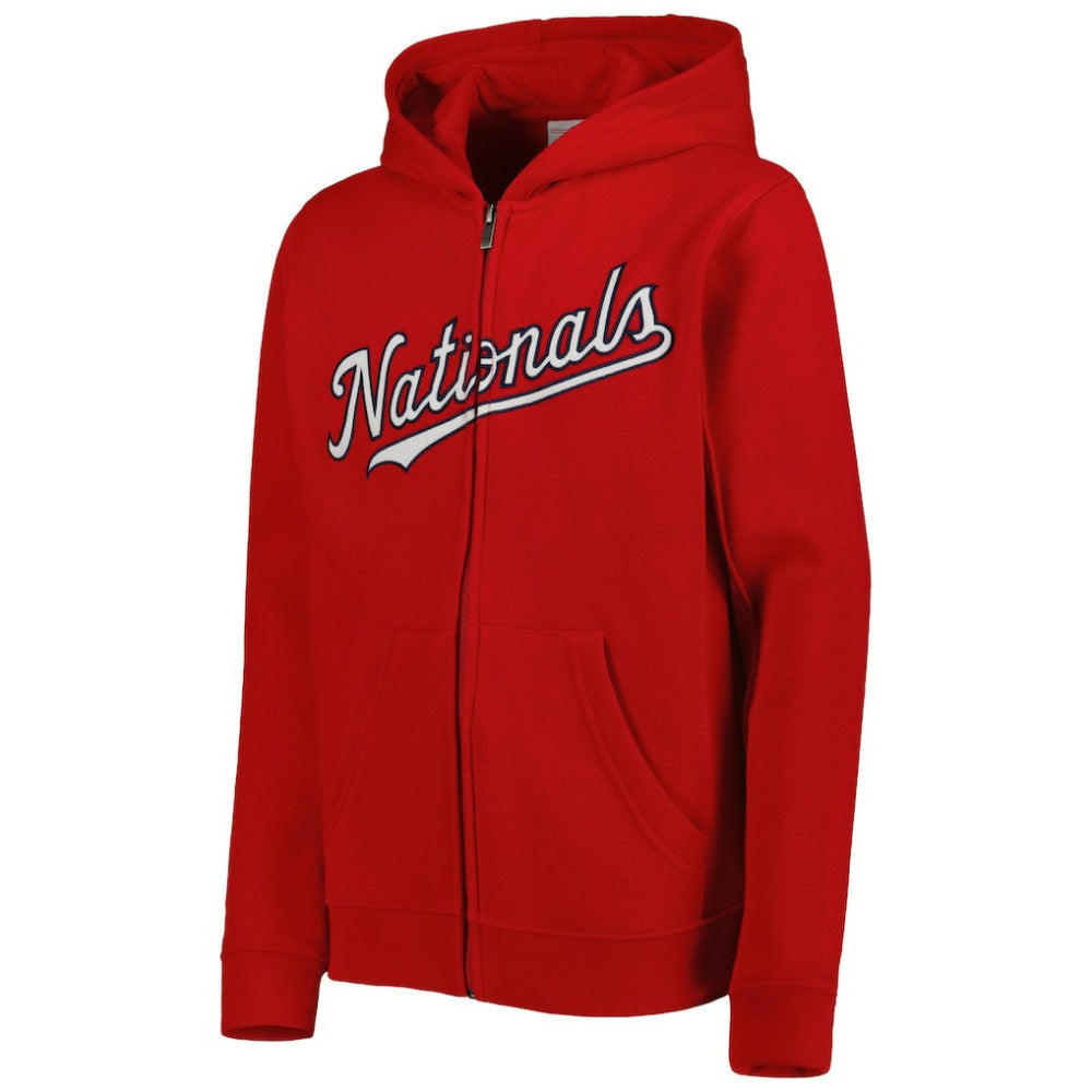 Washington Nationals Youth Wordmark Full-Zip Fleece Hoodie - MLB