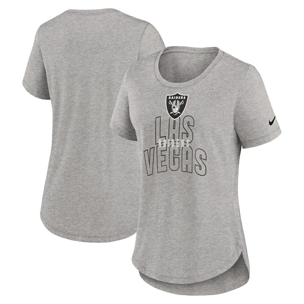 Las Vegas Raiders Women's Fashion Tri-Blend T-Shirt Heather Gray | Nike for Sale
