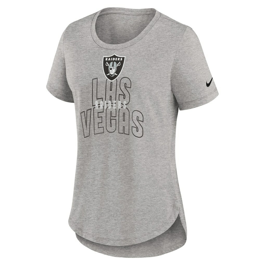 Las Vegas Raiders Women's Fashion Tri-Blend T-Shirt Heather Gray | Nike for Sale
