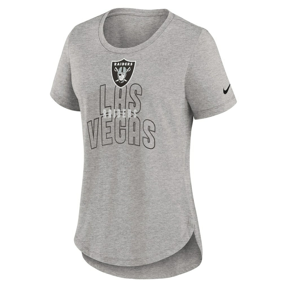 Las Vegas Raiders Women's Fashion Tri-Blend T-Shirt Heather Gray | Nike for Sale