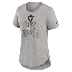 Las Vegas Raiders Women's Fashion Tri-Blend T-Shirt Heather Gray | Nike for Sale