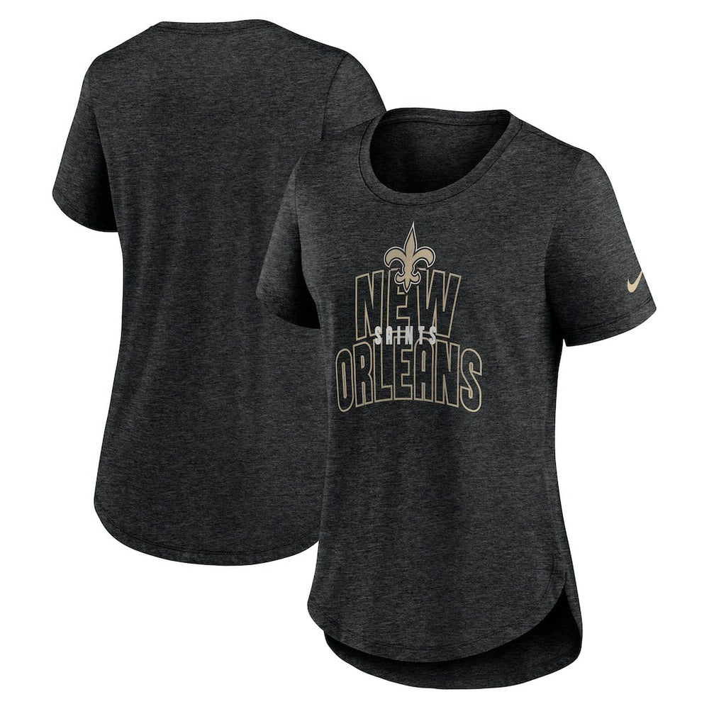 New Orleans Saints Women's Fashion Tri-Blend T-Shirt Heather Black | Nike for Sale