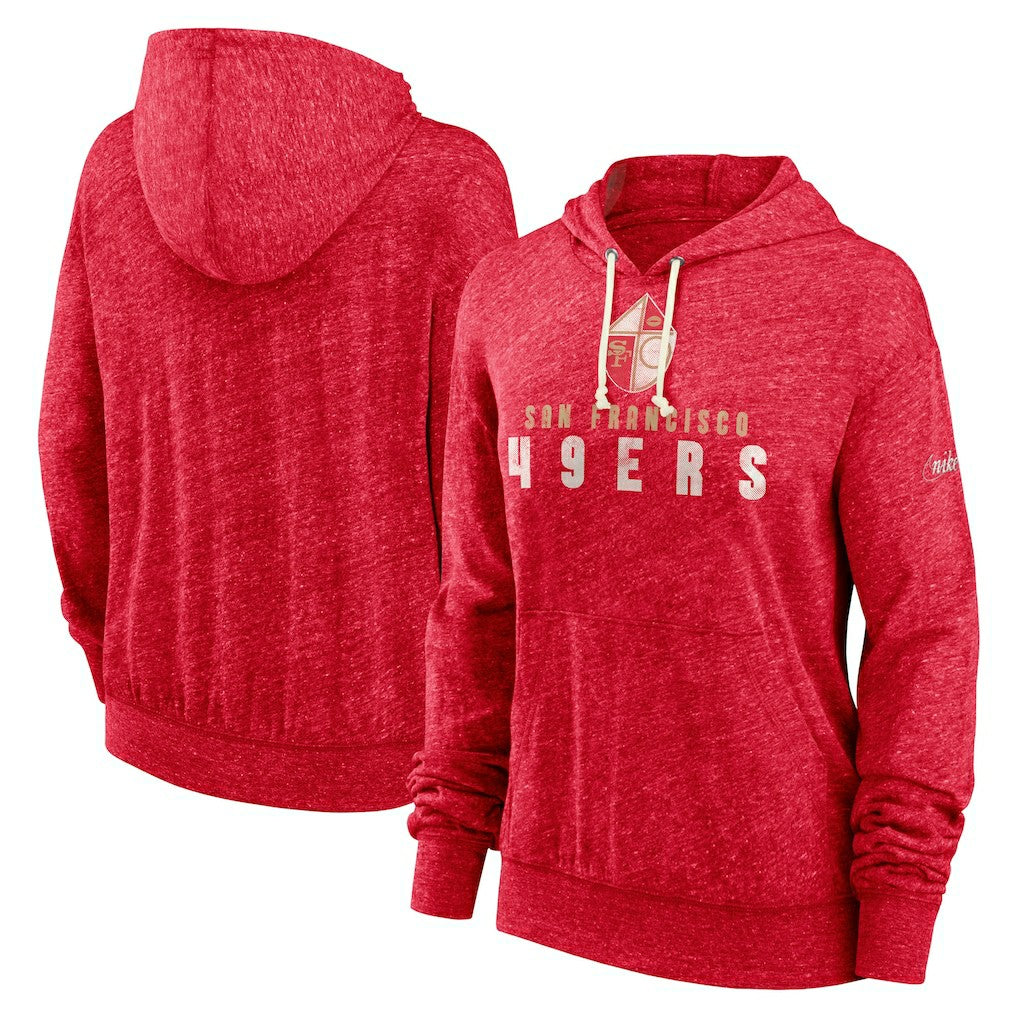 San Francisco 49ers Women's Rewind Gym Vintage Lightweight Pullover Hoodie Scarlet | Nike for Sale
