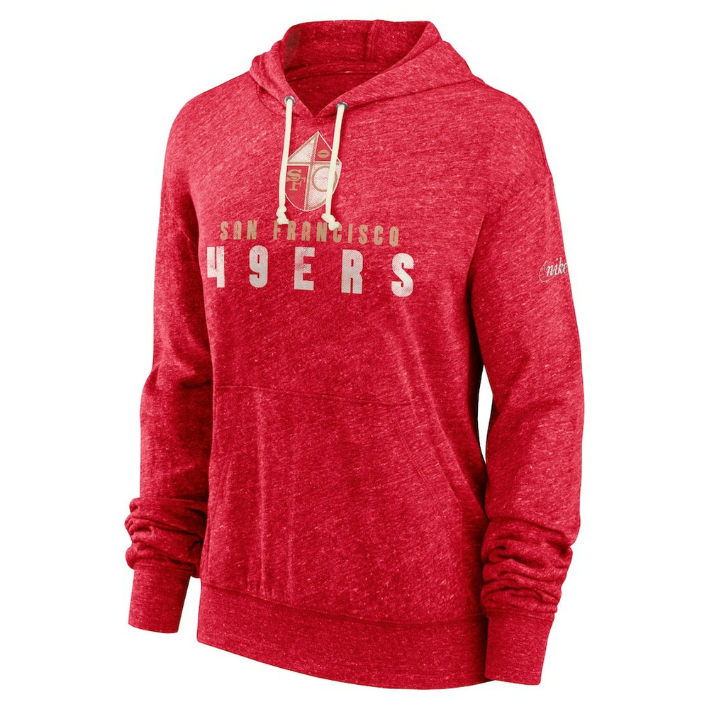 San Francisco 49ers Women's Rewind Gym Vintage Lightweight Pullover Hoodie Scarlet | Nike for Sale