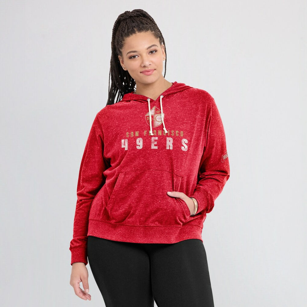 San Francisco 49ers Women's Rewind Gym Vintage Lightweight Pullover Hoodie Scarlet | Nike for Sale