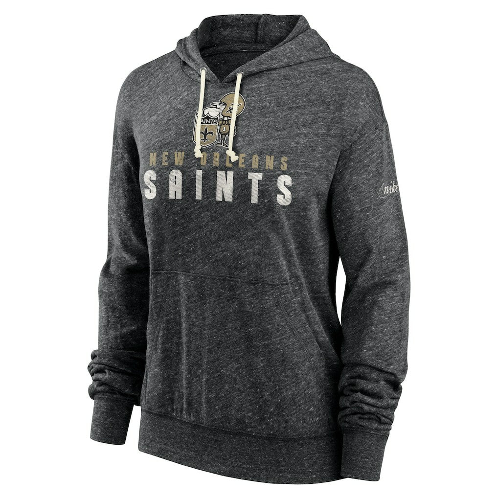 New Orleans Saints Women's Rewind Gym Vintage Lightweight Pullover Hoodie Black | Nike for Sale