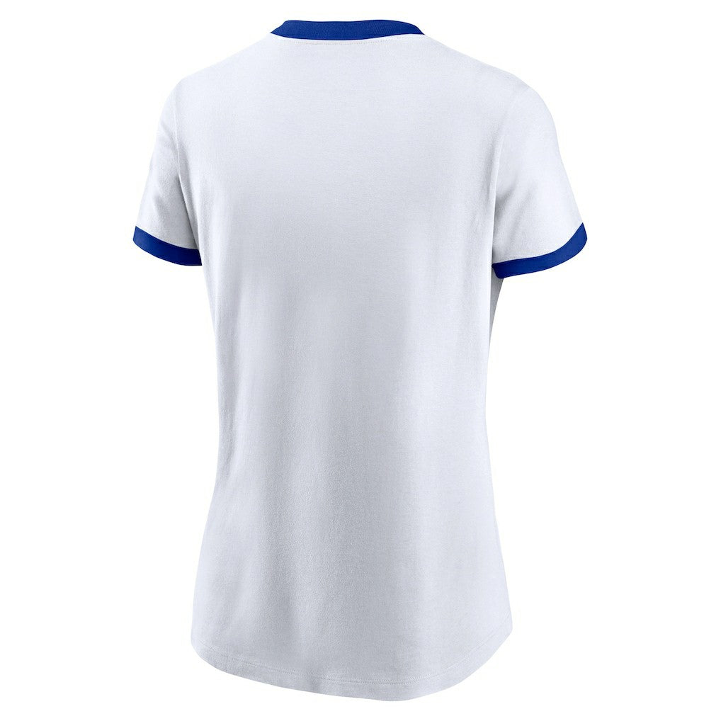 Los Angeles Rams Women's Rewind Ringer T-Shirt White | Nike for Sale