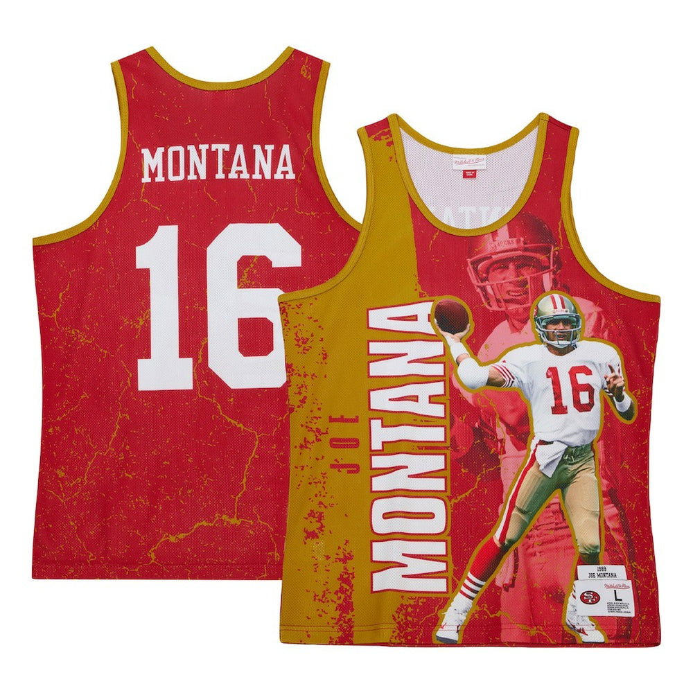 Joe Montana San Francisco 49ers 1989 Player Burst Tank Top Scarlet | Mitchell & Ness