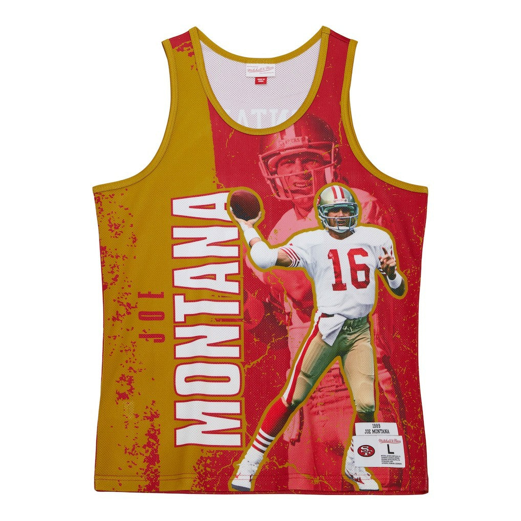 Joe Montana San Francisco 49ers 1989 Player Burst Tank Top Scarlet | Mitchell & Ness