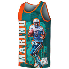 Dan Marino Miami Dolphins 1990 Player Burst Tank Top Aqua | Mitchell & Ness