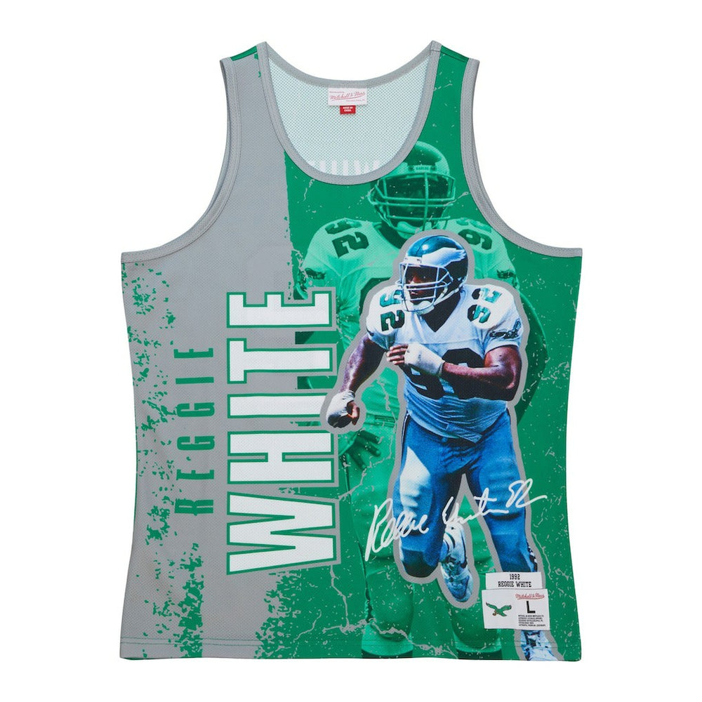 Reggie White Philadelphia Eagles 1992 Player Burst Tank Top Kelly Green | Mitchell & Ness