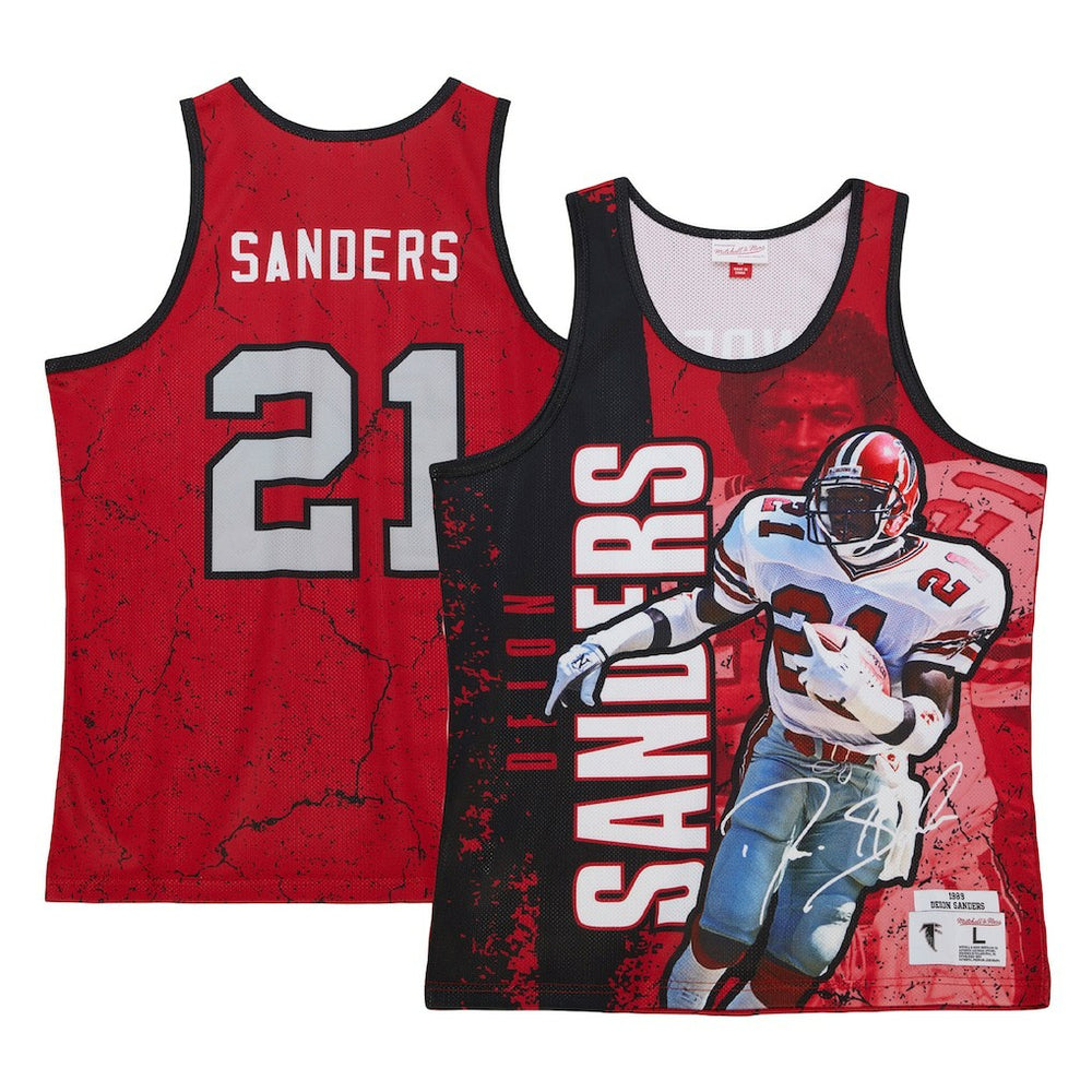 Deion Sanders Atlanta Falcons 1989 Player Burst Tank Top Red | Mitchell & Ness
