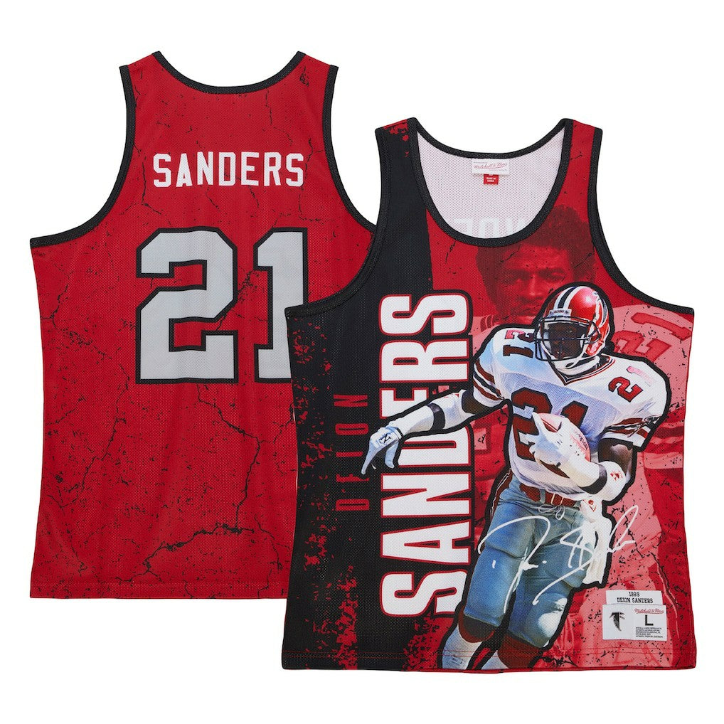 Deion Sanders Atlanta Falcons 1989 Player Burst Tank Top Red | Mitchell & Ness