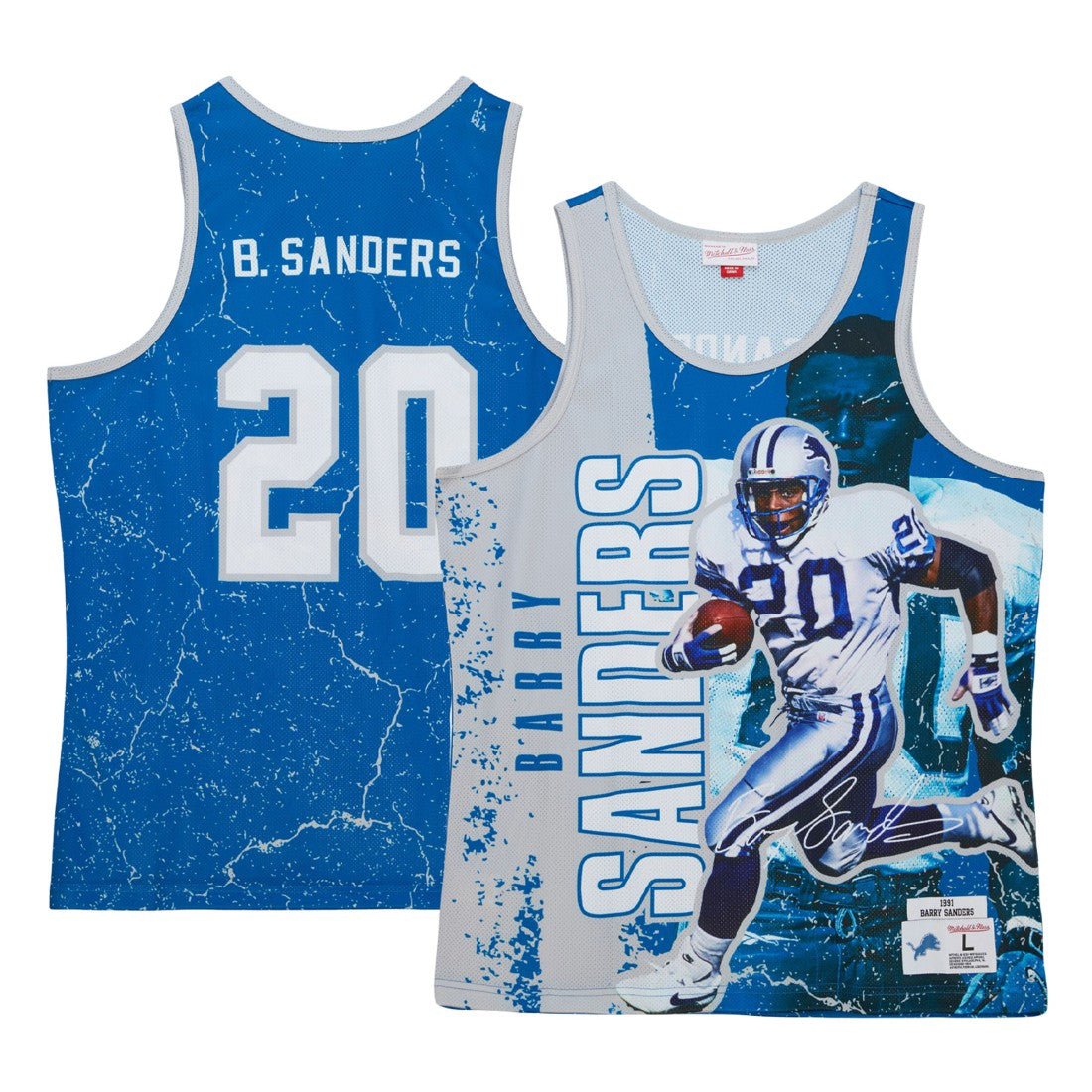 Barry Sanders Detroit Lions 1991 Player Burst Tank Top Blue | Mitchell & Ness